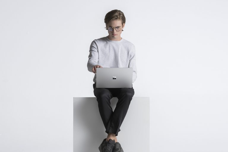Person using a Surface Laptop 4