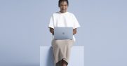 Woman using a Surface Laptop 4