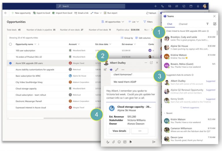 Dynamics 365 and Teams Integration user interface