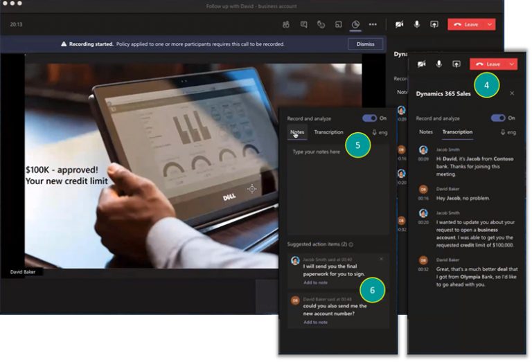 Dynamics 365 and Teams Integration user interface