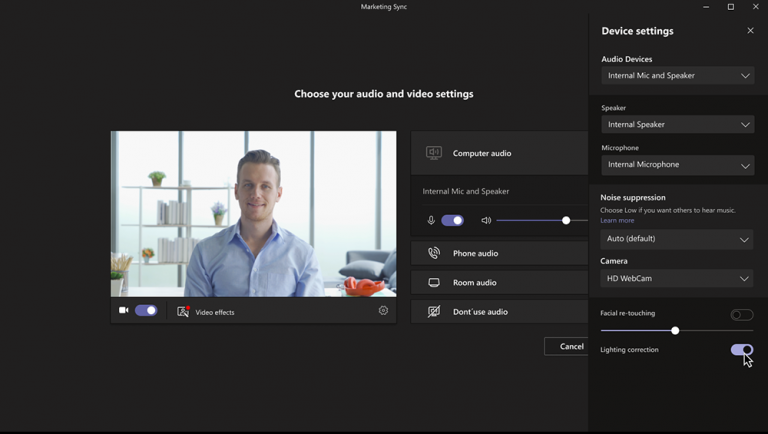 Microsoft Teams pre-join screen