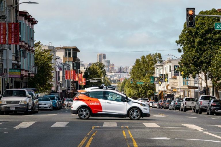 Car crossing an intersection in San Francisco