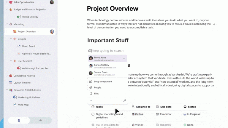 Animation of Loop user interface