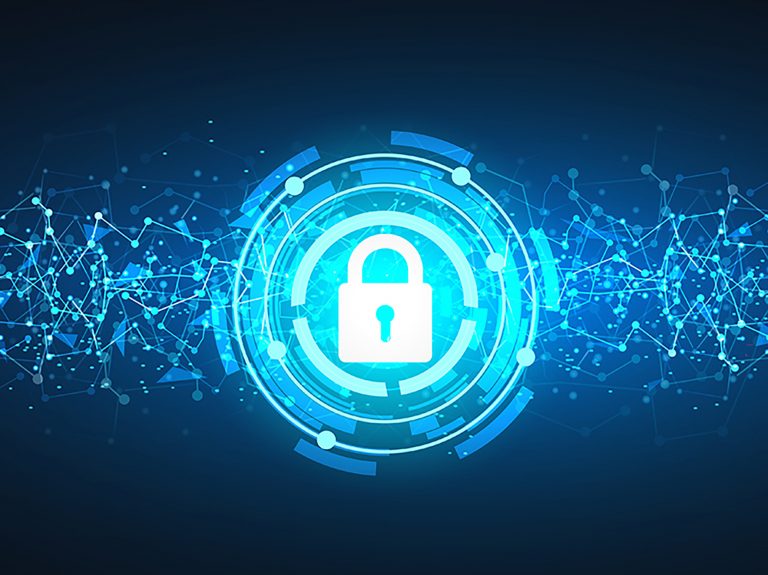 Illustration of a padlock inside concentric circles
