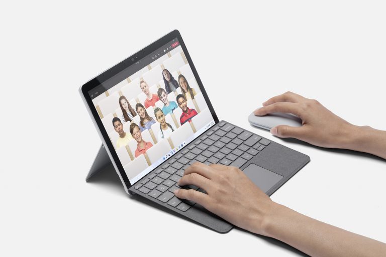 Surface Go 3 displaying a Teams meeting