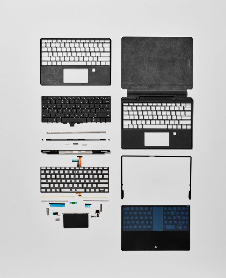 Surface Pro 8 keyboard internal components laid flat