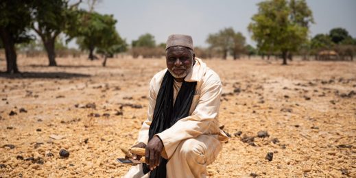 Lassina Doumbia, a farmer in Touréla, shows some of his crops.