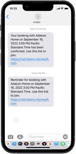 Send branded virtual appointments to mobile devices in Microsoft Teams Premium (GIF)