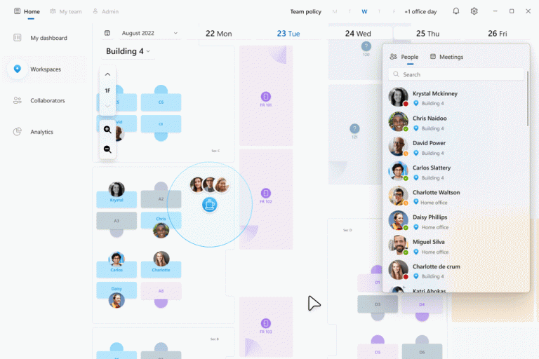 Creating impromptu meet-ups in Microsoft Places (GIF)
