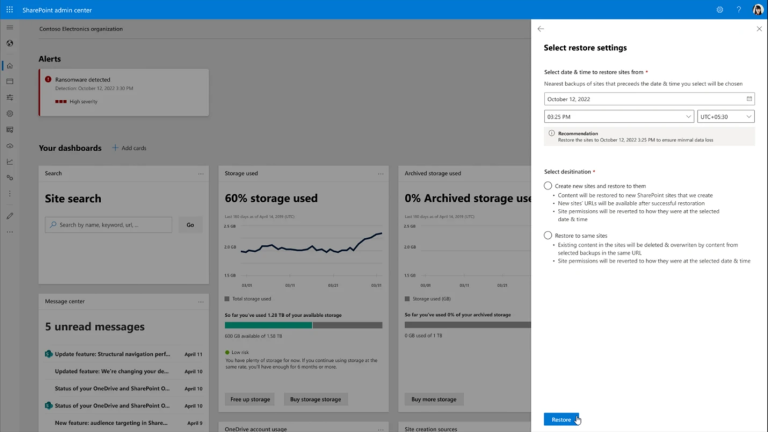 Content restore in Microsoft Syntex
