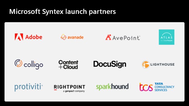 Logos of Microsoft Syntex launch partners
