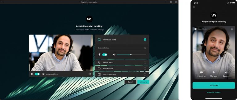 Screenshot shows a custom-branded meeting lobby