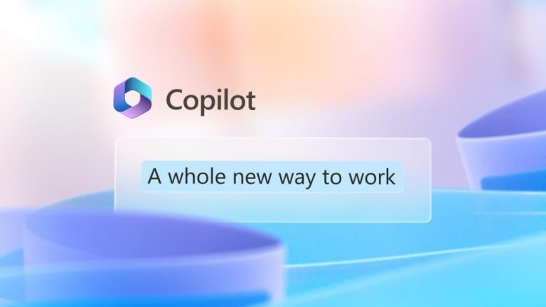 Graphic image has Copilot logo with the words A whole new way to work