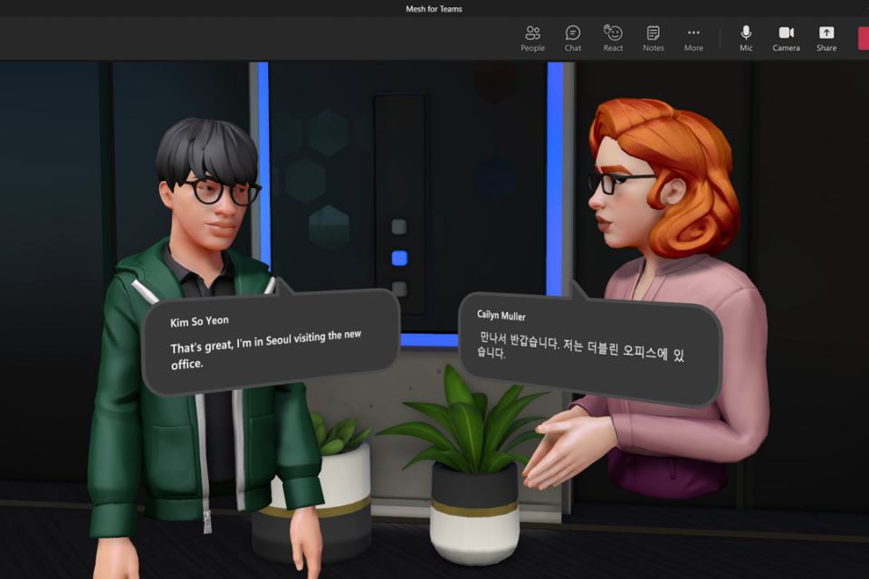 Avatars dans un espace immersif vivant une rencontre inattendue.
