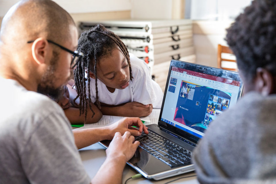 Students using a PC during a class session