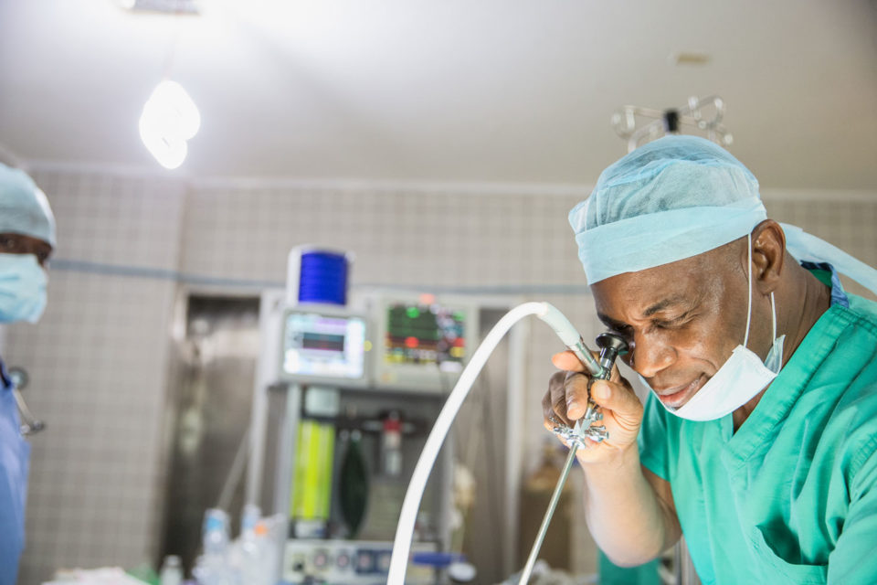 Man working in a medical facility.