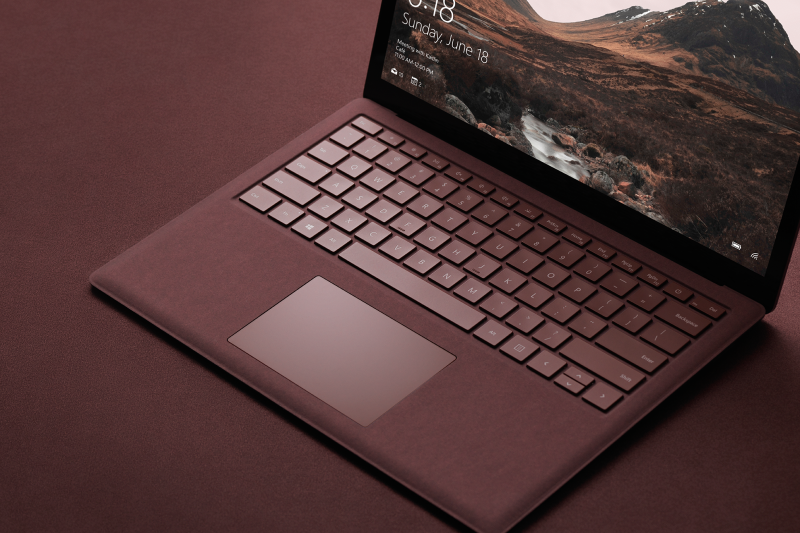 The Alcantara®-covered keyboard features a quiet and responsive keyset, large precision trackpad and soft palm rest for a new level of typing comfort.