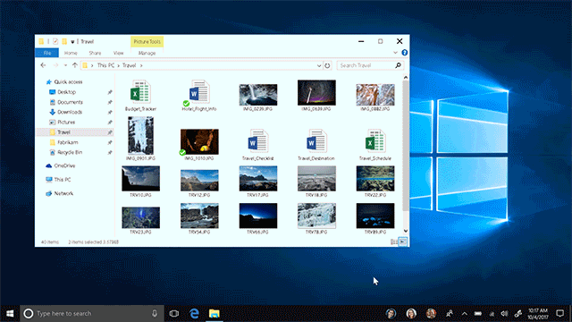 When using My People, sharing is as easy as dragging a file directly onto the pinned contacts in your taskbar - or share directly via the ‘Share’ picker by choosing from the recommended list of your top people.  