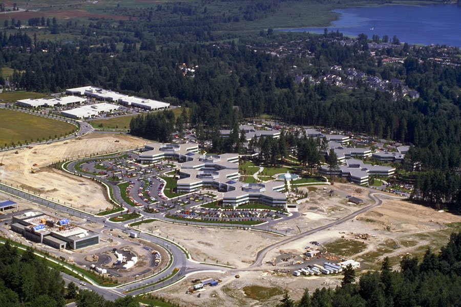 Aerial View of Redmond Campus ca 1989