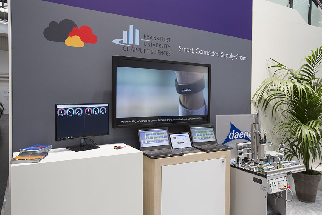 The machines can coordinate with each other, such as having the first machine activate the other once it’s finished a preset task, or vice versa, and they can be directed by a person remotely through a device as small and simple as a Microsoft Band – no touchscreen required.