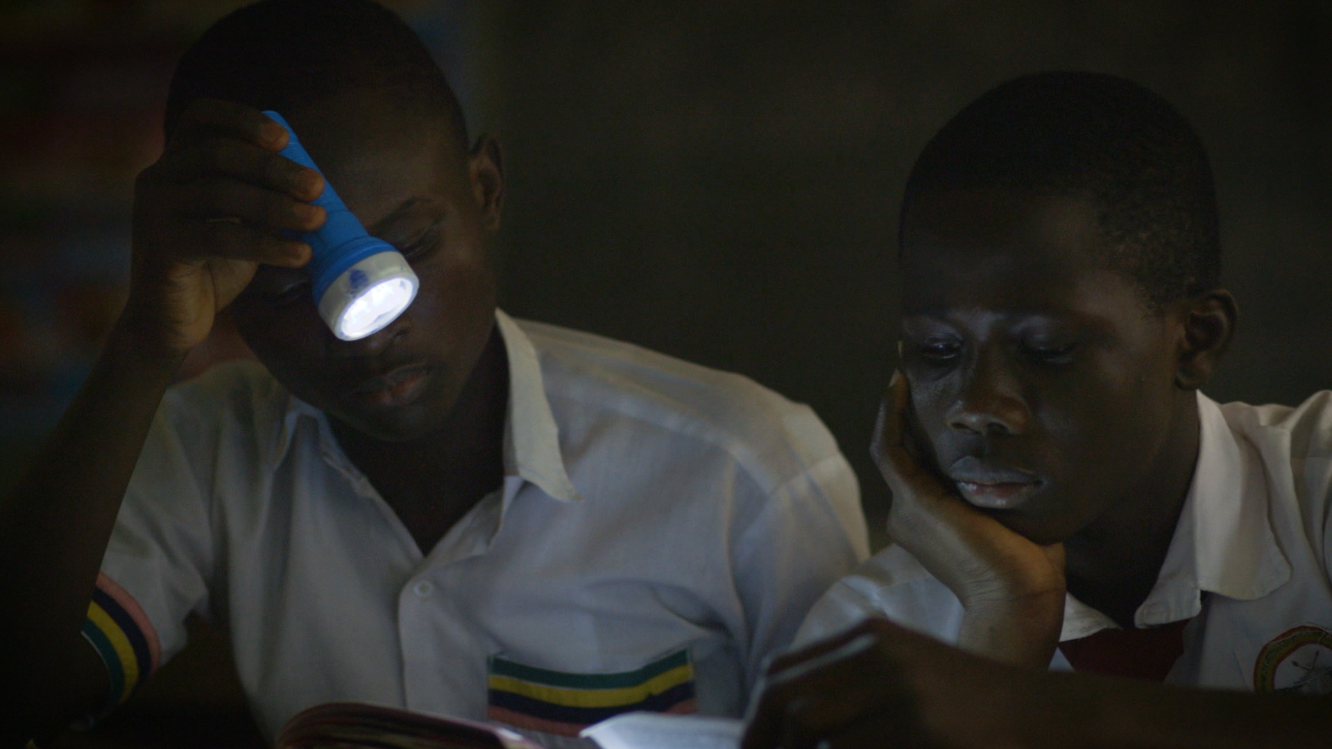 Nigerian students can charge flashlights at school to study at home in the evenings.