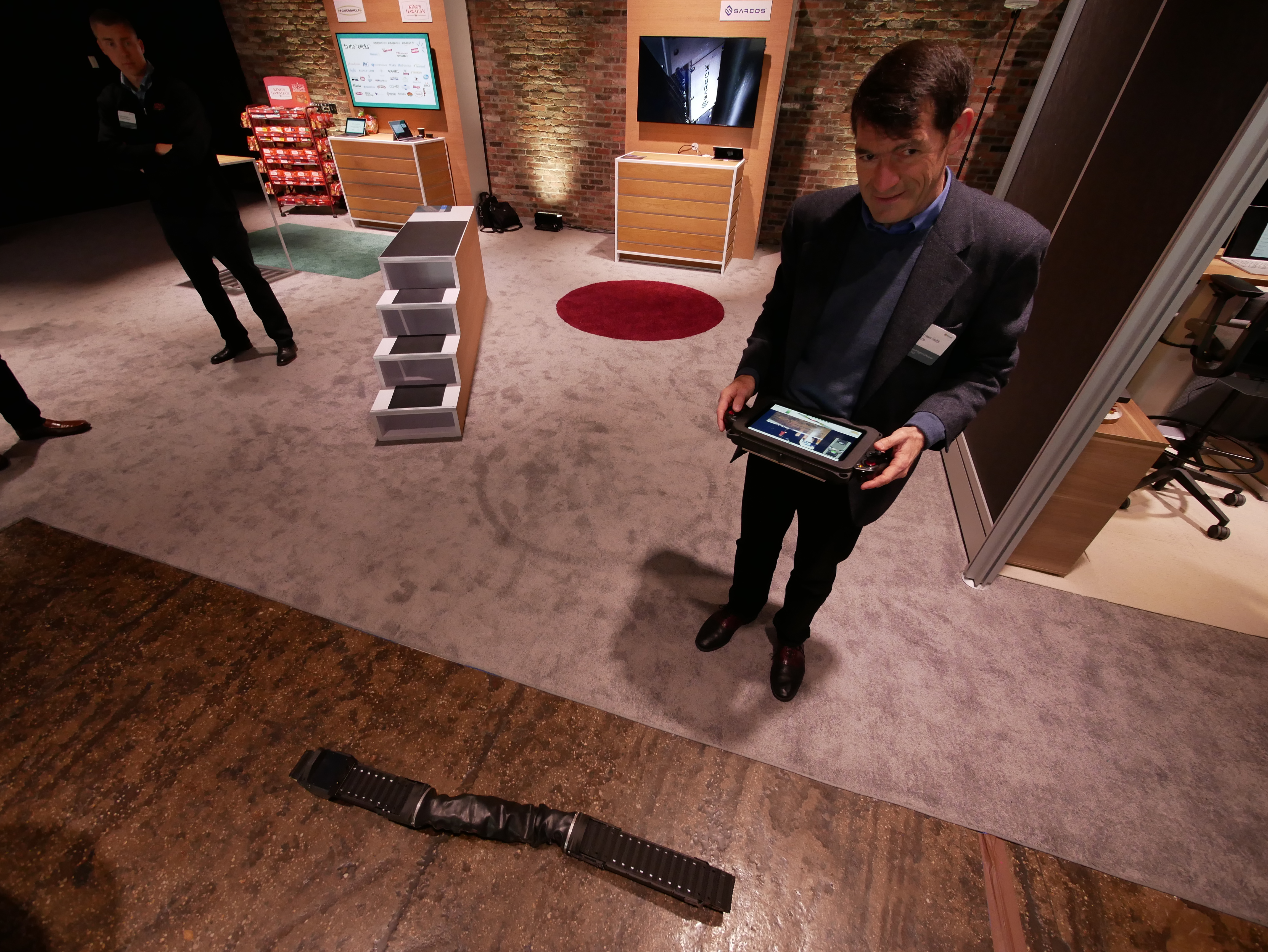 Dr. Fraser Smith operates the snake bot.