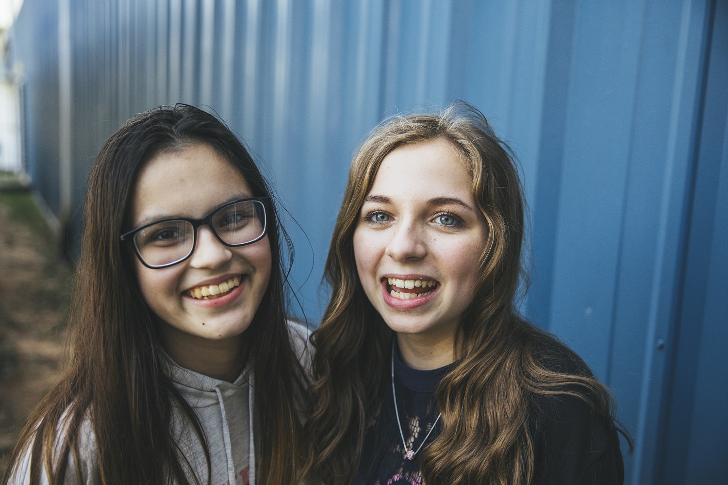 Portrait of two girls smiling