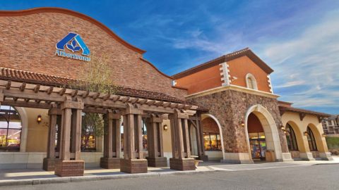 The exterior of an Albertsons store.