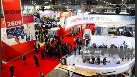 Dozens of participants at the National Retail Federation Big Show stroll through the annual expo at Javits Center.