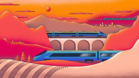 An illustration of a European railway