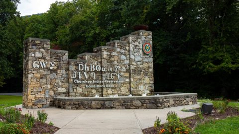 Cherokee Indian Reservation welcome sign