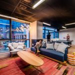 Lounge space where employees can recharge and connect inside a Microsoft building in Israel