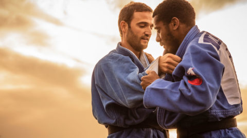 Two men in a judo pose