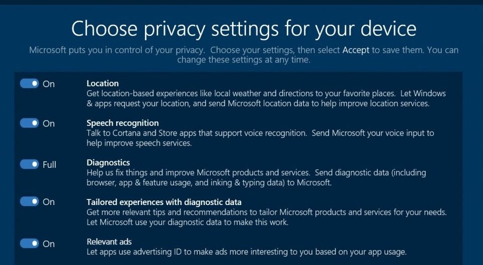 Creators Update: Privacy