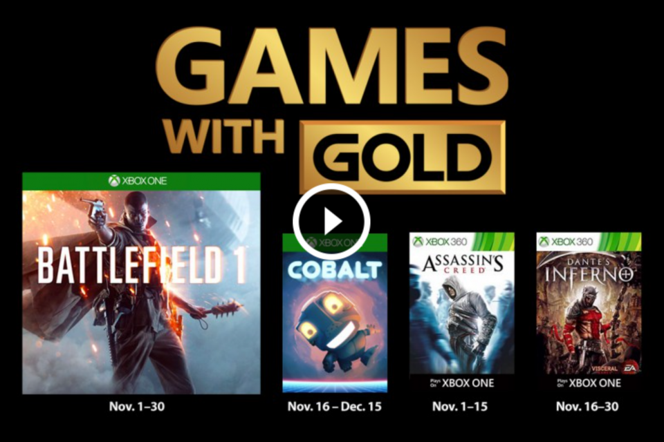 Das Bild zeigt die Games with Gold im November.