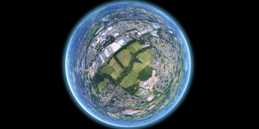 Aufnahme der Erde von oben mit Fisheye-Effekt