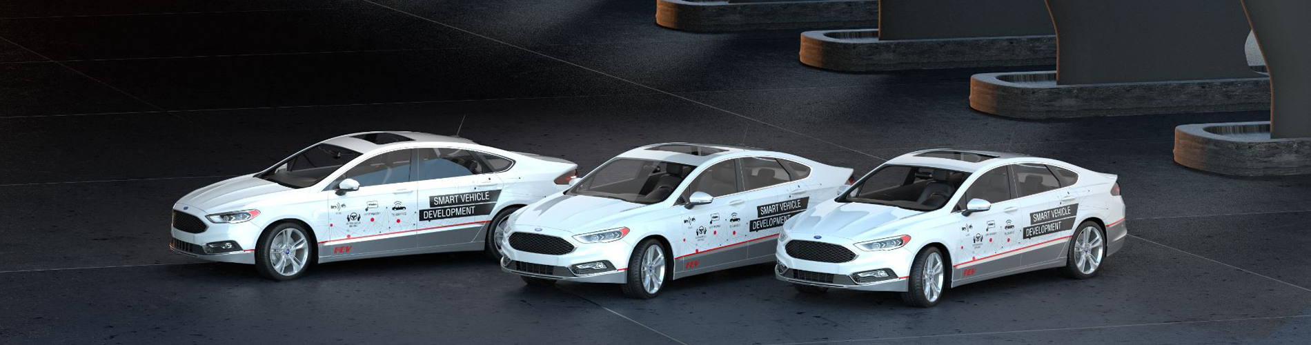 Fahrzeugflotte mit drei Smart Vehicles