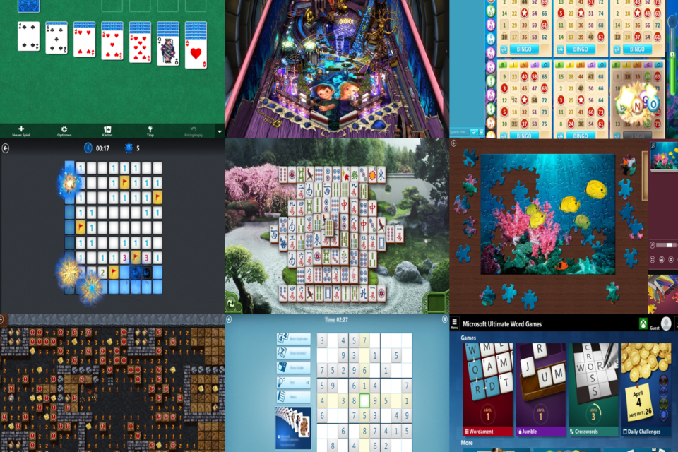 Screenshot von verschiedenen Spielen