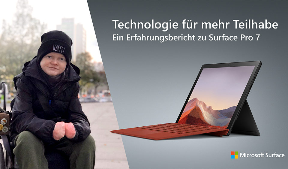 Das Bild ist zweigeteilt: Auf der einen Seite zeigt es Pascal, auf der anderen Seite das Surface Pro 7. Über den beiden Bildern steht die Überschrift des Blogposts.