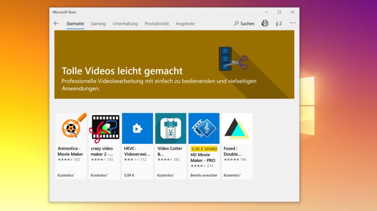 Screenshot Windows Store