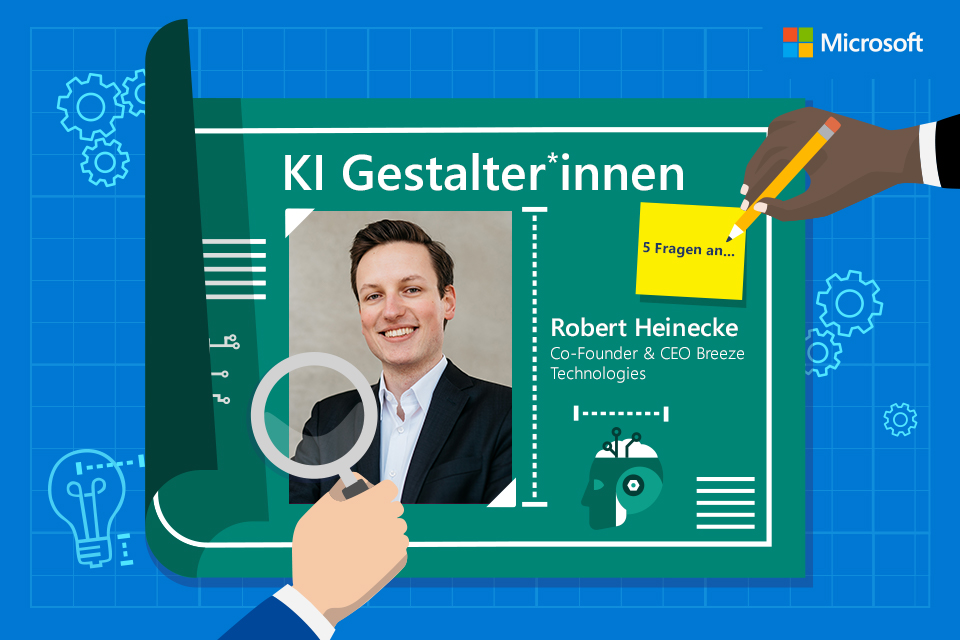 Ein Bild von Robert Heinecke, Co-Founder & CEO Breeze Technologies auf einer Bastelunterlage.