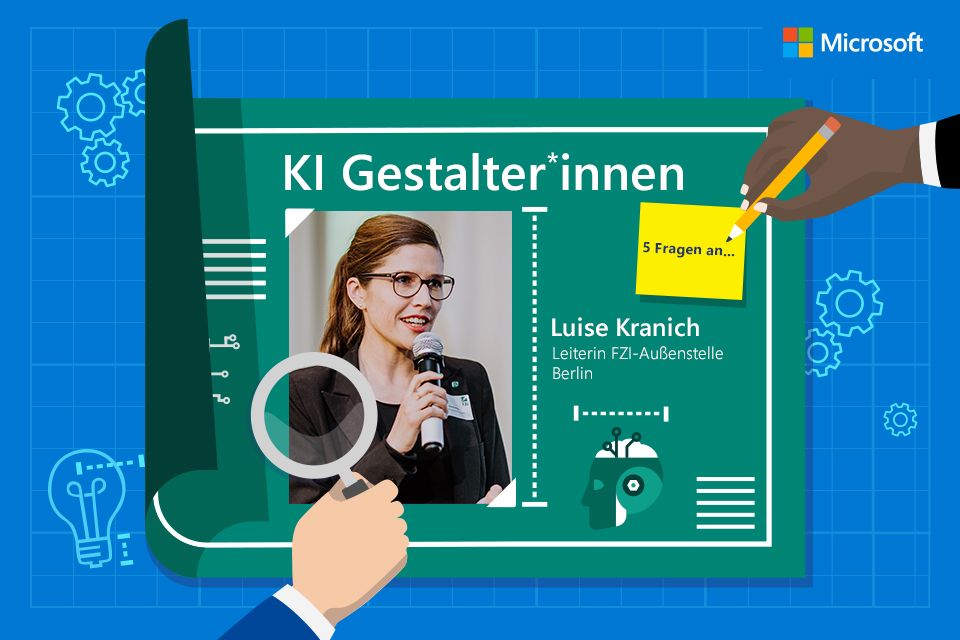 Ein Bild von Luise Kranich auf einer gezeichneten Bastelvorlage.