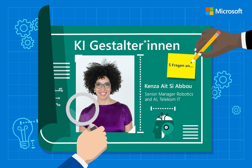 Papierbogen zeigt Kenza von Telekom IT