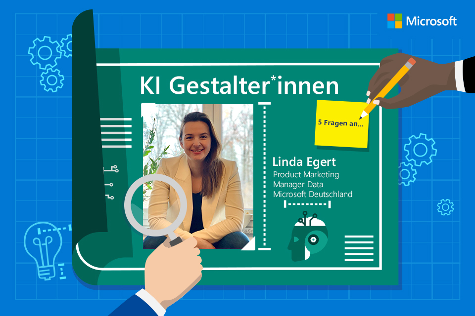 Papierbogen zeigt Linda Egert, Product Marketing Manager Data bei Microsoft Deutschland