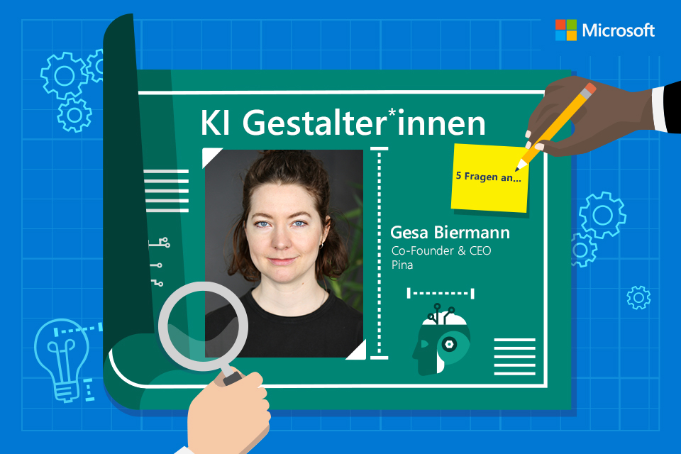 Papierbogen zeigt Gesa Biermann von Pina