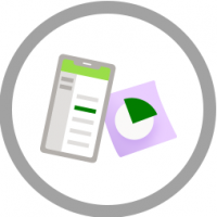 Kreis-Illustration zeigt Abbildung einer Tabelle und eines Kreisdiagramms