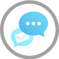 Kreis-Illustration zeigt Abbild einer Sprechblase und eines Briefumschlags