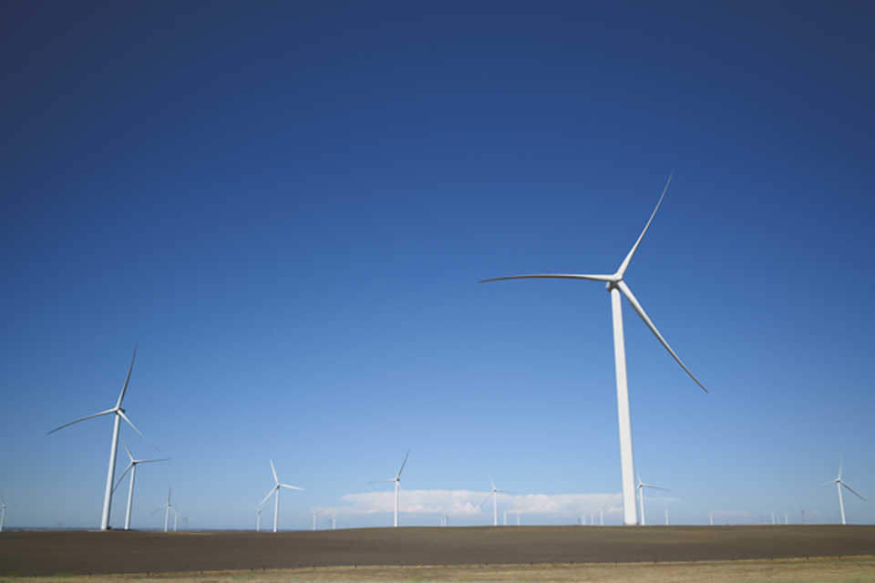 Windmühlen und Feld