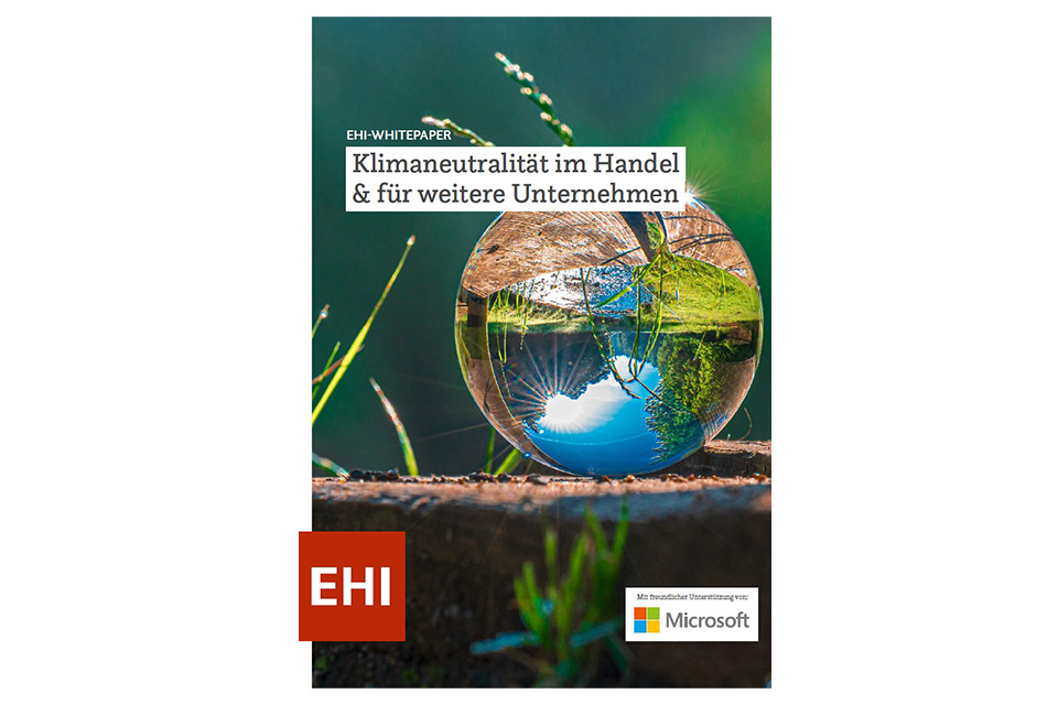 Titelbild EHI-Withepaper "Klimaneutralität im Handel für Unternehmen"
