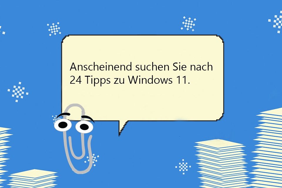Clippy mit Adventskalender Tipp zu Windows 11